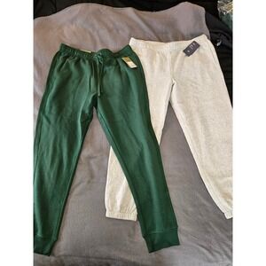 Men Joggers Bundle 2 Pack Green Heather Gray Fleece Pants L NWT universal thread